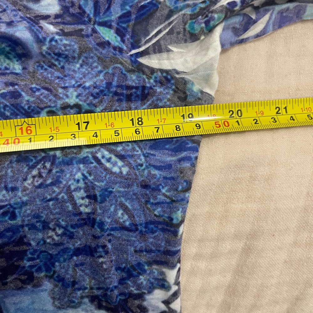 Periwinkle Womens Top Sz Small Blue Multicolored Paisley 3/4 Sleeve Tunic Shirt - Picture 8 of 11